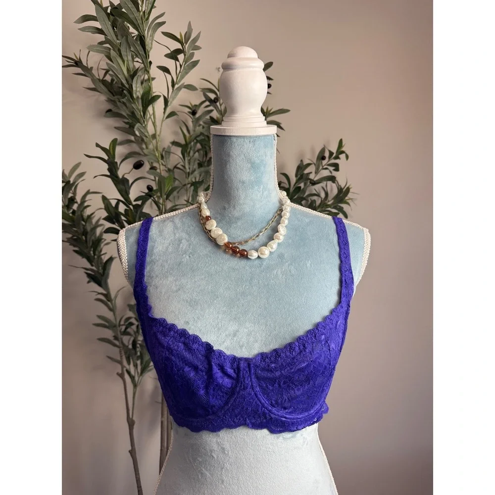 Cosabella Never Say Never‎ Lace Balconette Underwire Bra Purple NWT 34D